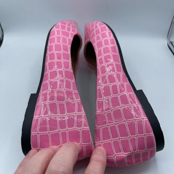Pink Crocodile-Embossed Flats – Women’s Size ~10 (Approx. 10.5" Sole Length) - Picture 7 of 9
